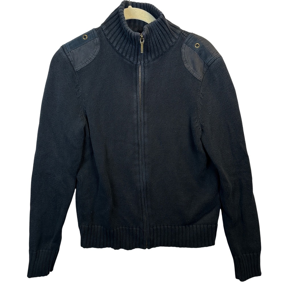 Lauren Ralph Lauren Womens Small Navy Cotton Full Zip Military Sweater Jacket